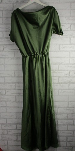 Natasha Gan womens maxi dress cowl neck 14 new short sleeve dark green