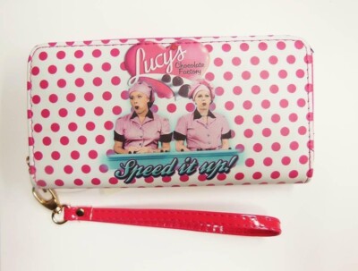 I Love Lucy Chocolate Factory Zip Around Clutch Wallet Billfold Wristlet NEW