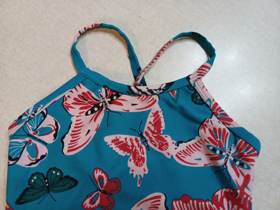 Top de natación Hanna Andersson para niñas 110 CM 5 EE. UU. azul rosa mariposas Foto 2 de 4