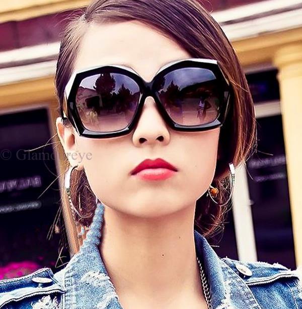 Oversized Large Square Faceted Jackie O Bold Temples Fashion