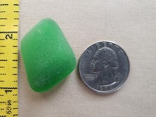 GENUINE PURE BEACH SEA GLASS SURF TUMBLED KELLY GREEN OCEAN FROSTED PENDANT N3