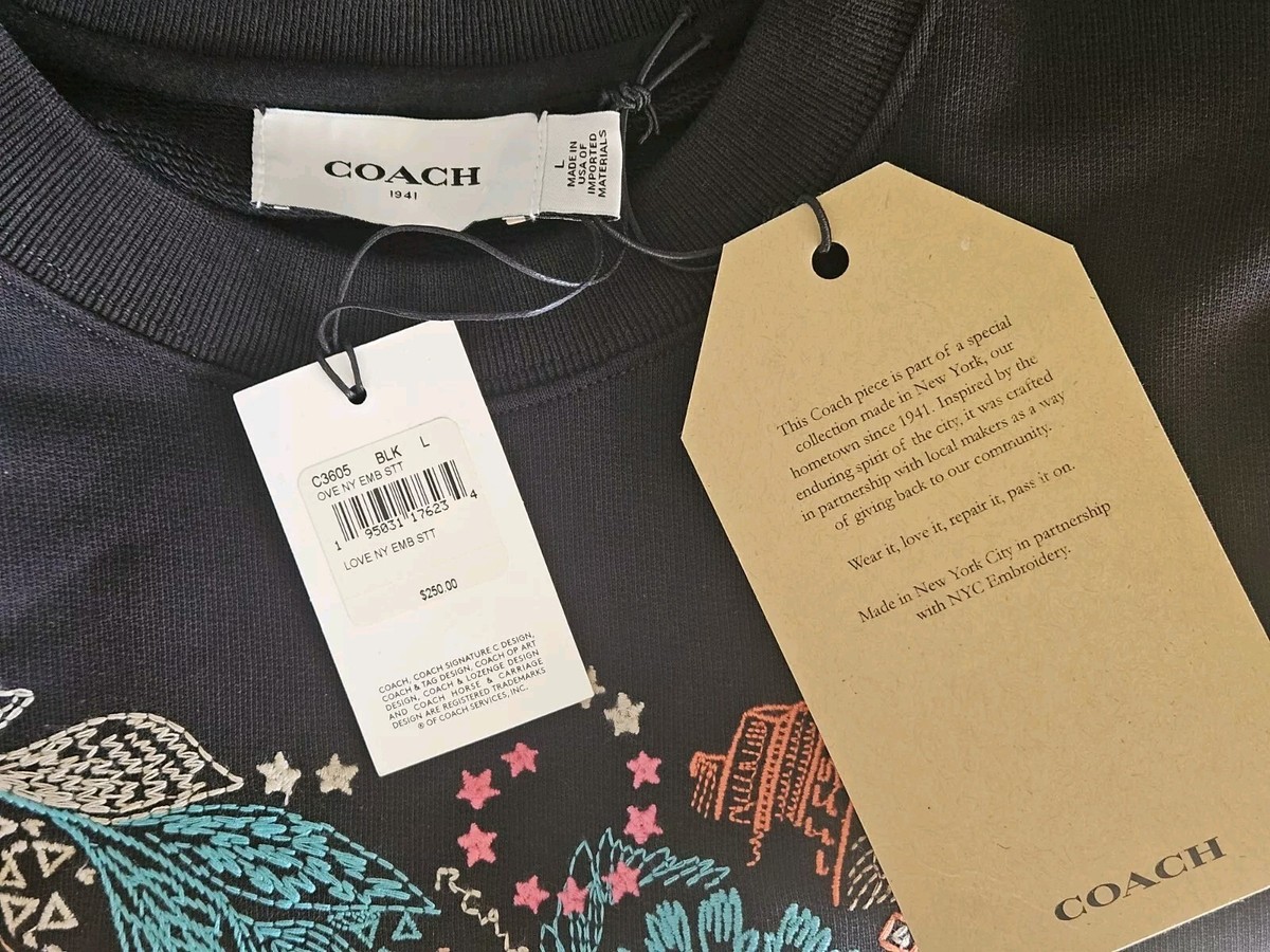 RARE NEW Coach Size Large A Love Letter To New York Black