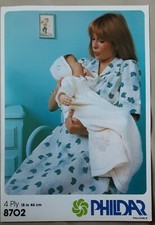 Original Phildar 4ply Baby Christening Dress & Bonnet 18" Knitting Pattern 8702