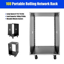 16U Server Rack Open Frame With Casters 4 Post Quick Assembly 19inch Data Rack