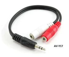 6" 3.5mm Stereo Male to Dual 3.5mm Mono Female Left/Right Adapter Cable, AV-Y17