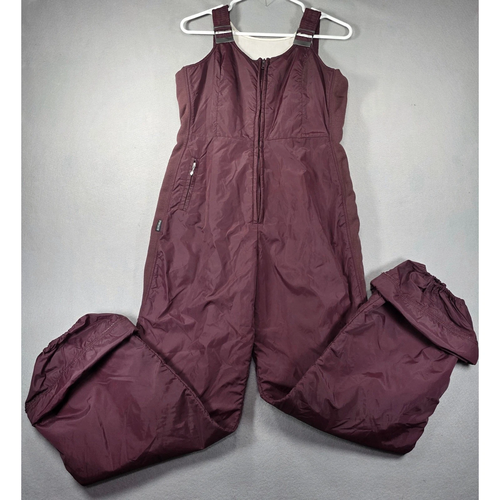 Vintage Sportcaster Burgundy Insulated Ski Bibs Maroon Snow Overalls Mens Large