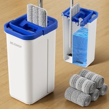 Mop and Bucket Set, Mops for Floor Cleaning with Long Handle, Squeeze Flat Mo...