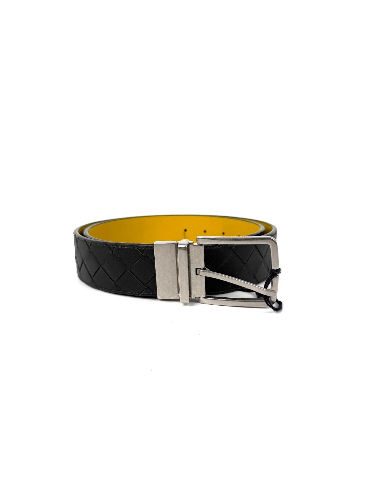 Bottega Veneta — Bottega Veneta Instrecciato Dark Green Men’s Reversible Woven Leather Belt 90 36