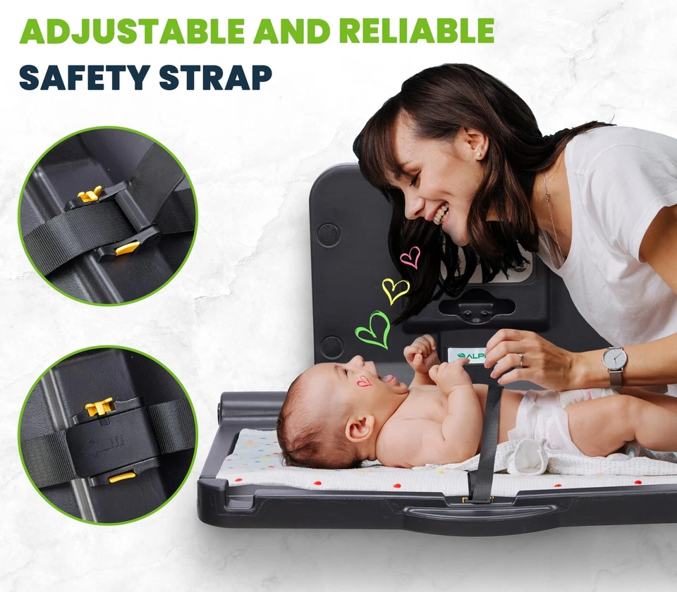 Cambiador de bebé Alpine montado en la pared - Cambiador horizontal para bebé para... Foto 3 de 4