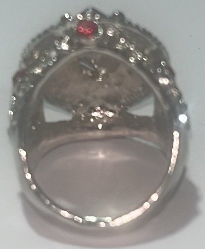 Size 9.5 Size 9 1/2 Red White Blue CZ'S Fashion Silver Tone Cocktail Index - Picture 6 of 7
