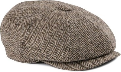 Men's Wool Newsboy Cap 8 Panel Ivy Tweed Cabbie Flat Hat Baker Boy Cap Herrin...