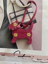 Radley Raspberry Pink Leather Dog Tag / Bag Charm / Key Ring.