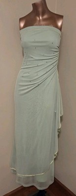TABOO Y2K Strapless Prom Party Tube Dress - Small - Green Asymmetric 90s Vintage