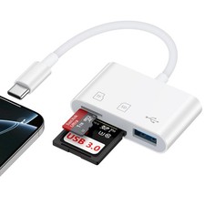 USB C SD Card Reader Digital Camera Adapter for iPhone 17e/16e/16 Pro White