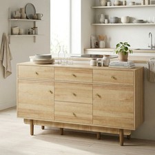 Sideboard 5 Drawers 2 Cabinets Buffet Cabinet Walnut