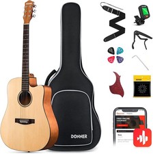 Donner Acoustic Guitar Kit Beginner 41'' Cutaway Natural