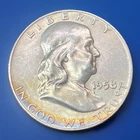 1958-D Benjamin Franklin Half Dollar 90% Silver Coin 50c AU/BU Denver Mint Toner
