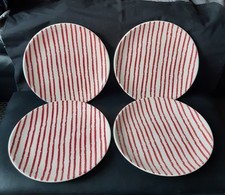 4 x Whittard of Chelsea Dinner Plates Red 27cm  Hand Painted