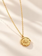 Sun Moon Necklace 18K Gold Plated Celestial Rotating Medallion Gift Her