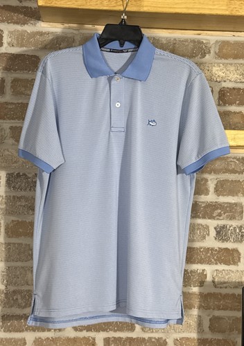 Southern Tide light blue striped polo shirt