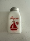 4.5” McKee Red Sailboat Pepper Shaker w/Lid Roman Arch Milk glass 1930’s — photo 2