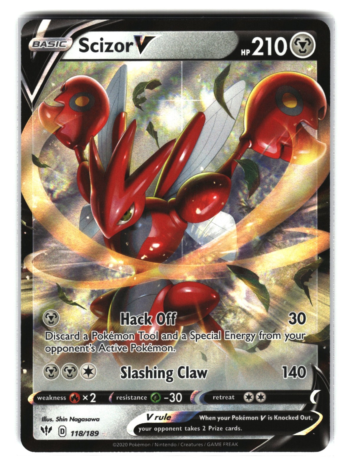 Scizor V 118/189 Ultra Rare Darkness Ablaze Pokemon Card 
