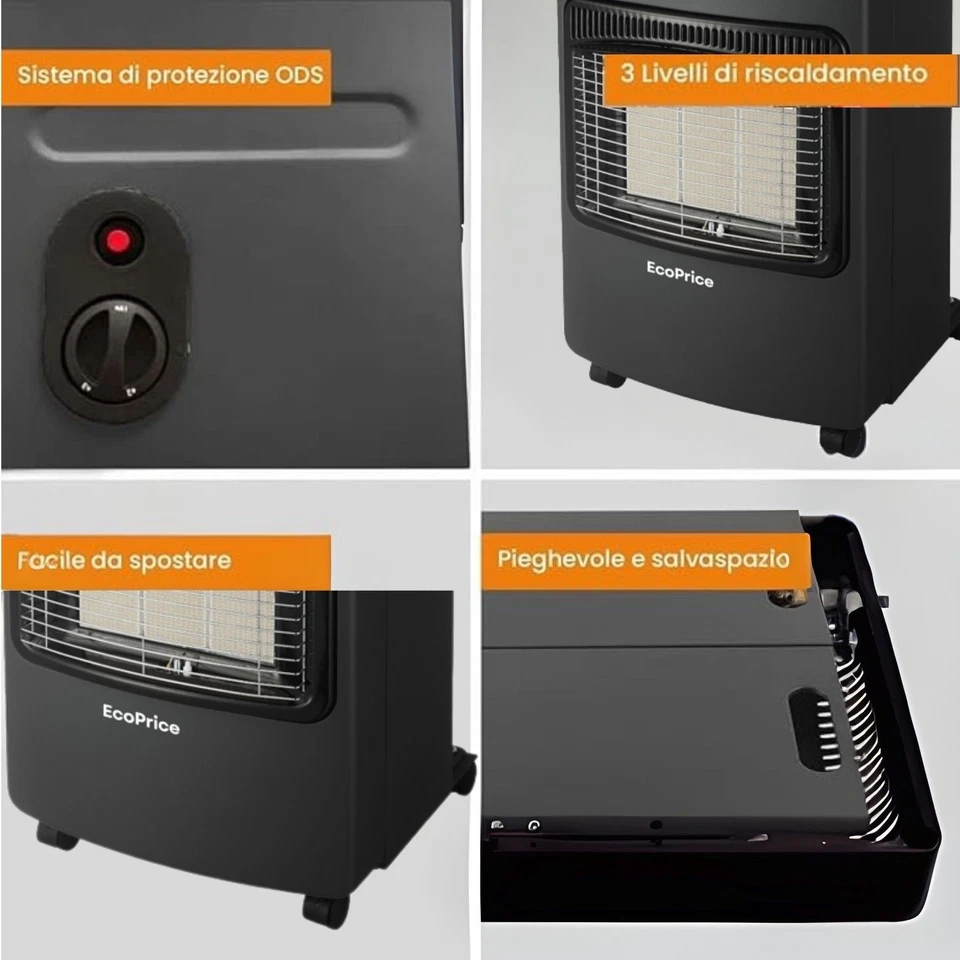 Stufa A Gas Pieghevole,Infrarossi,Per GPL/Butano/Propano,A 15 Kg,Sistema ODS - Immagine 3 di 4