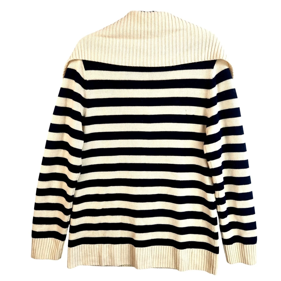 Cárdigan Banana Republic cuello marinero náutico para mujer XL crema/azul marino merino Foto 4 de 4