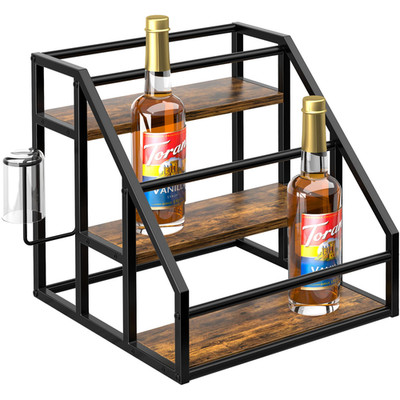 Homedawn Coffee Syrup Rack Organizer Spice Racks Syrup Bottle Holder Stand For