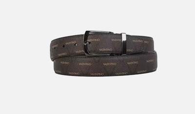 Valentino Herren Aron 3,5 cm Logo Gürtel Braun (39  oder Schnalle entfernen passend geschnitten) Neu