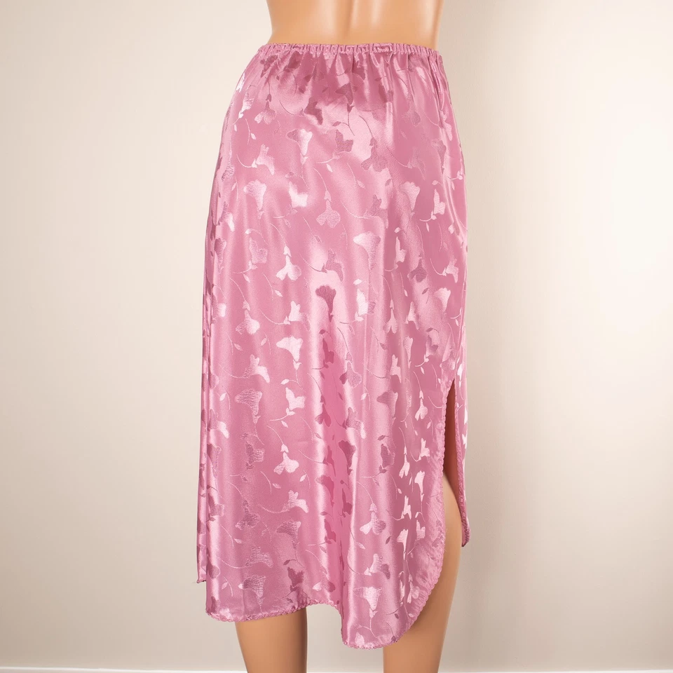 Falda De Colección Para Mujer Rosa Media Sin Mangas Floral Sedosa Satén Abertura Lateral S/M EE. UU. Foto 4 de 4