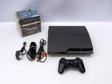 PS3 Slim |  120GB Black Console | Includes controller, wires & 10 games