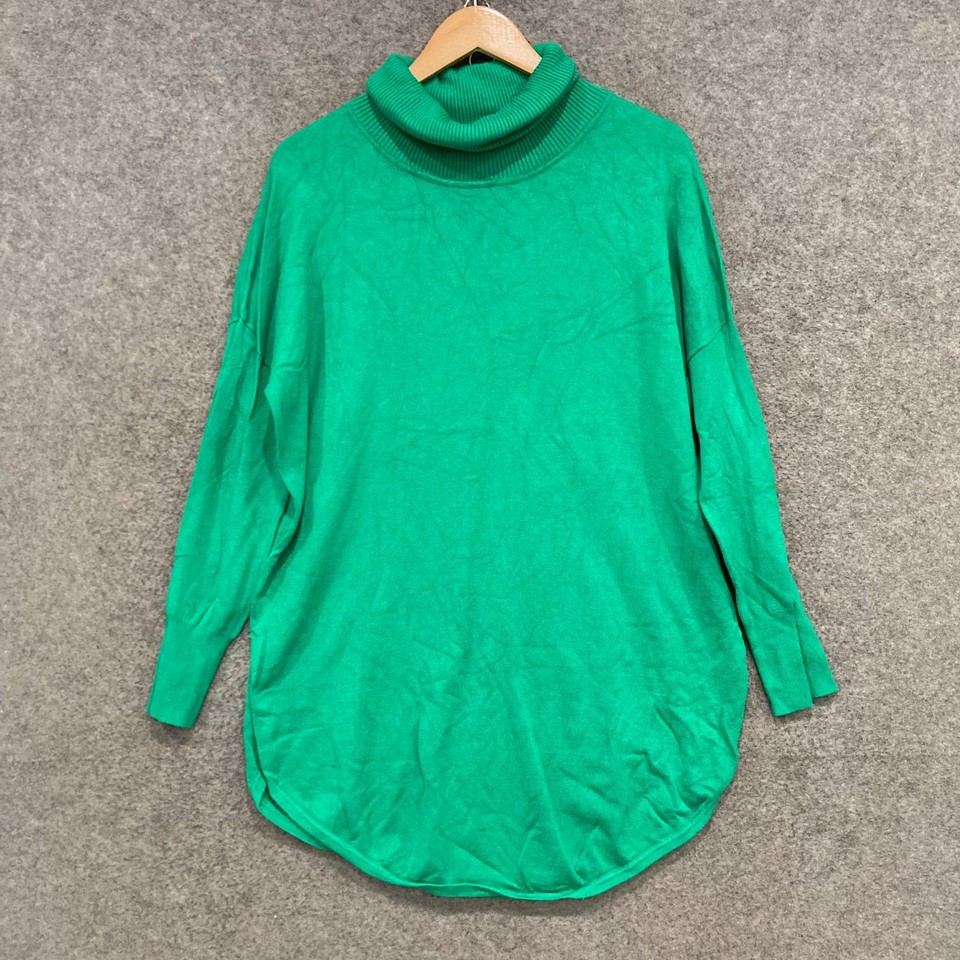 Betty Basics Womens Jumper Size 10 Green Knit Roll Neck Sweater 29822