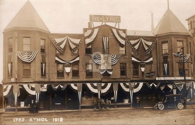 Athol MA Lyric Theater Worcester Chronicle 1912 Flags RPPC Photo Postcard COPY