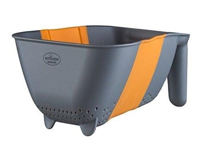 Pack of 3 Kitchen Maestro Collapsible Hands-free Silicone Colander/strainer