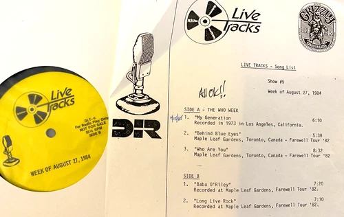 8/27/84 LIVE TRACKS SALUTES THE WHO, 35 MINUTES OF LIVE MUSIC, 4 FAREWELL TOUR