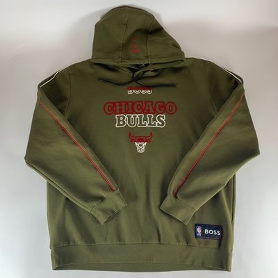 Chicago Bulls x Hugo Boss Army Green Pullover Hoodie Mens 3XL