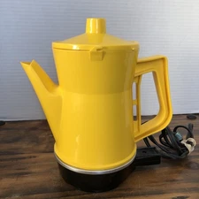 Vintage Lemon Yellow Cornwall Coffee 4 Cup Maker Percolator MCM Model 2034 Works