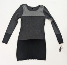 Alyx Women's Sweater Dress Size M Gray Black Colorblock Stretch Knit Sheath NEW