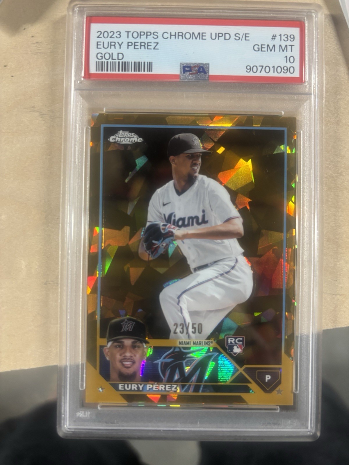 2023 Topps Chrome Update Series Sapphire Eury Perez #USCS139 Gold /50 (RC)