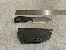 Max Knives Fred Perrin Black Fixed Blade Knife W/ Sheath Very Clean