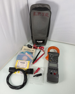 Protek Model 307 Power Clamp Meter RS232 Interface True RMS 1000A w/ Leads & Bag