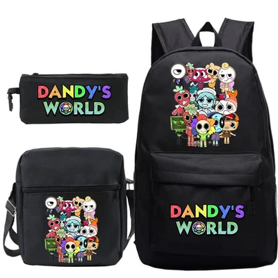 Dandys World School Backpack Cute Cartoon School Bag Mochila 3pcs/set Gift