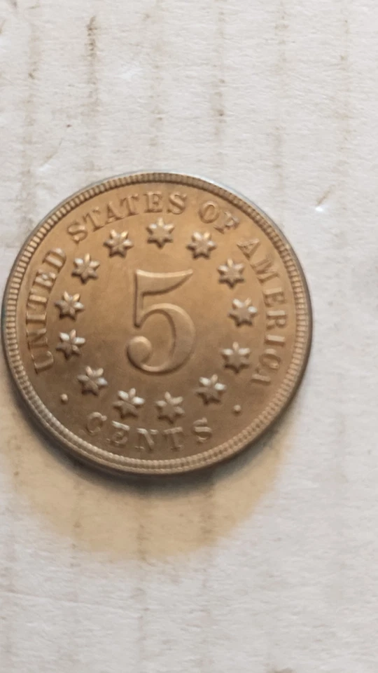 1869 Shield Nickel 5 Cent, AU Condition, But You Be the Judge. 311 - Image 2 of 3