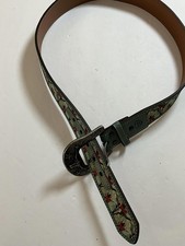 Ariat Genuine Leather Western Belt Size L Turquoise Longhorn Rose Silver Buckle