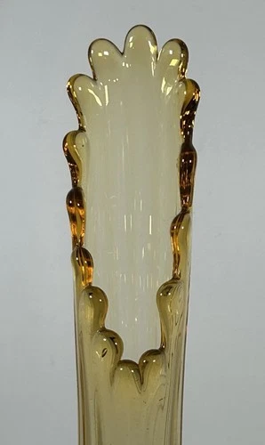 Fenton Colonial Amber thumbprint glass Swung Vase 18" Tall pedestal base