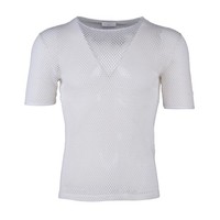 Sandro Hemd Ecru Gr. S Herren Strickshirt Kurzarm Open Knit T-Shirt T11061S