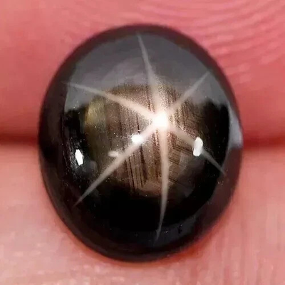 #ad Black Star Sapphire 6 Rays 9.00 Ct Oval Cabochon Natural Loose Gemstone $40.05