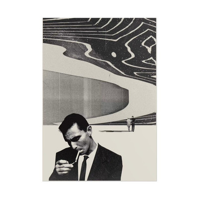 Rod Serling Collage Poster, Black and White Mid-Century Modern Art