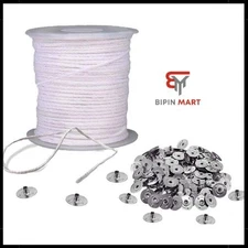 200FT Braided Wicks Candles Spool Cotton 300Pcs Wick Clips For DIY Candle Making
